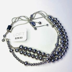 New. LOFT silver adjustable bead bracelet set